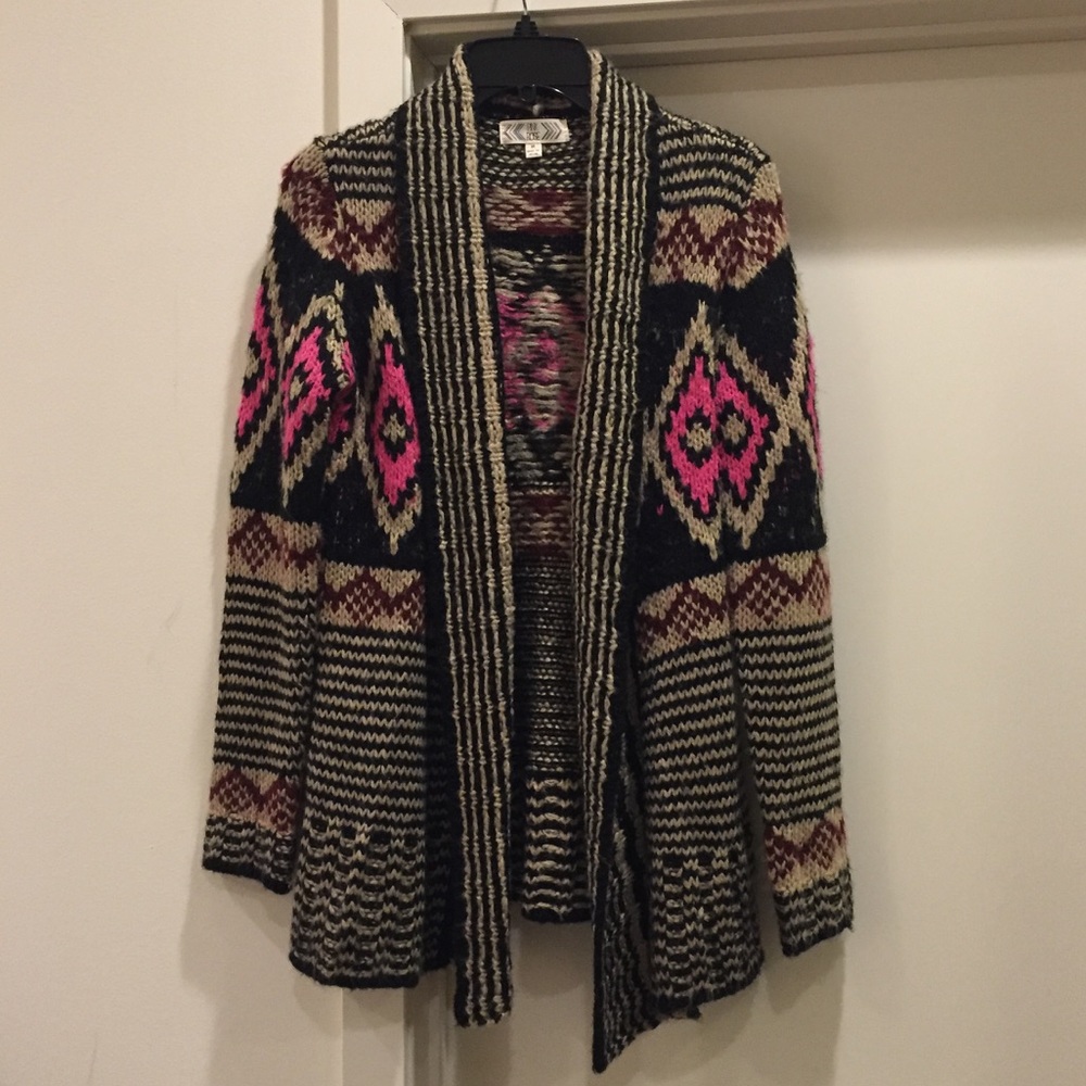 Junior's Long Sleeve Novelty Open Sweater Cardigan